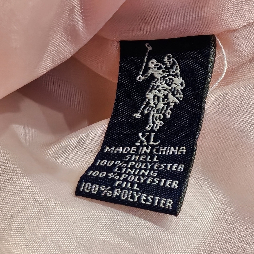 U.S. Polo Zip Up Puffer Vest Pale Pink 100% Polyester Size XL - Picture 8 of 8
